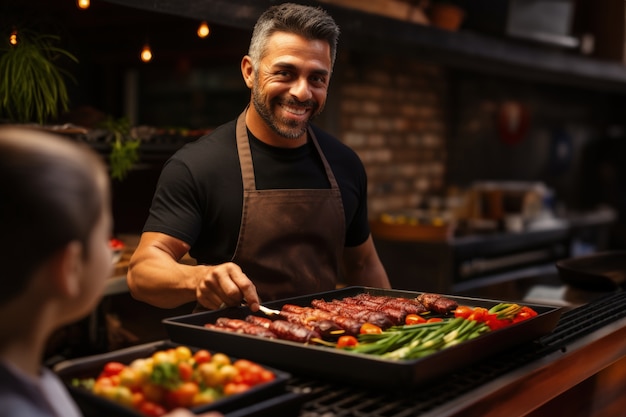 Foto grátis pessoas a desfrutar de churrasco mexicano