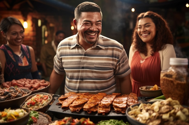 Foto grátis pessoas a desfrutar de churrasco mexicano