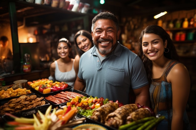 Foto grátis pessoas a desfrutar de churrasco mexicano