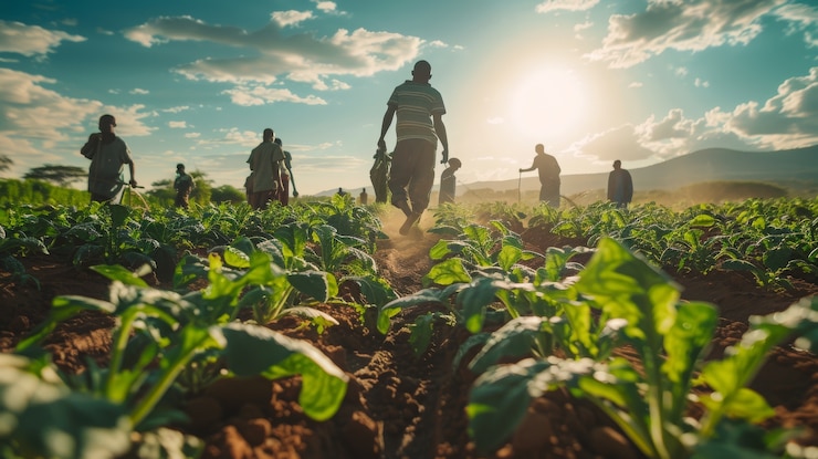 Foto grátis pessoas africanas colhendo legumes