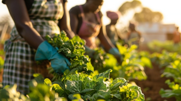 Foto grátis pessoas africanas colhendo legumes