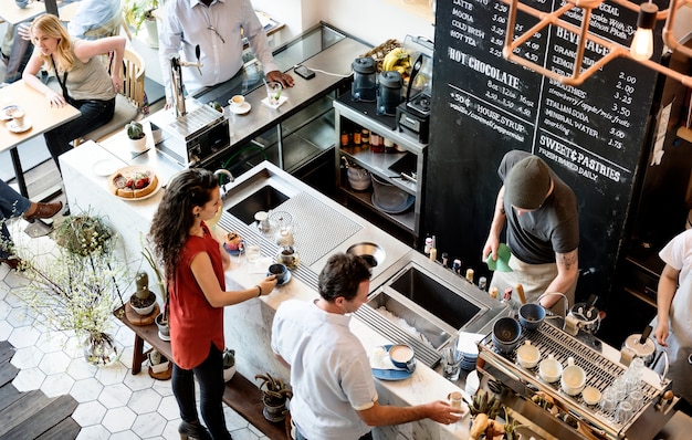 Pessoas, café, loja