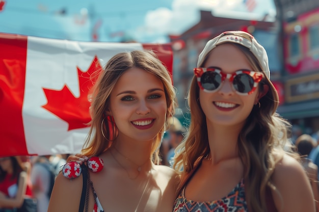 Pessoas comemorando o dia do Canadá