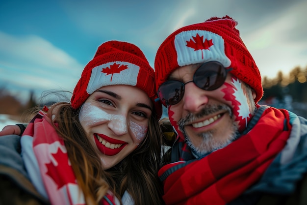 Foto grátis pessoas comemorando o dia do canadá