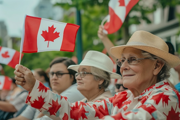 Foto grátis pessoas comemorando o dia do canadá