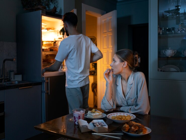 Foto grátis pessoas de tiro médio com lanches à noite
