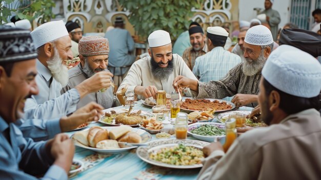 Pessoas de tiro médio comemorando o eid al-fitr