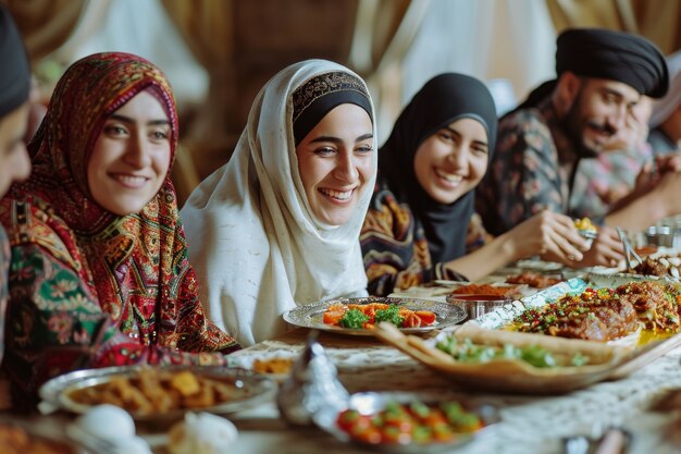 Pessoas de tiro médio comemorando o eid al-fitr