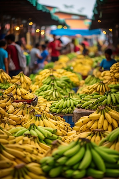 Pessoas de tiro médio vendendo bananas