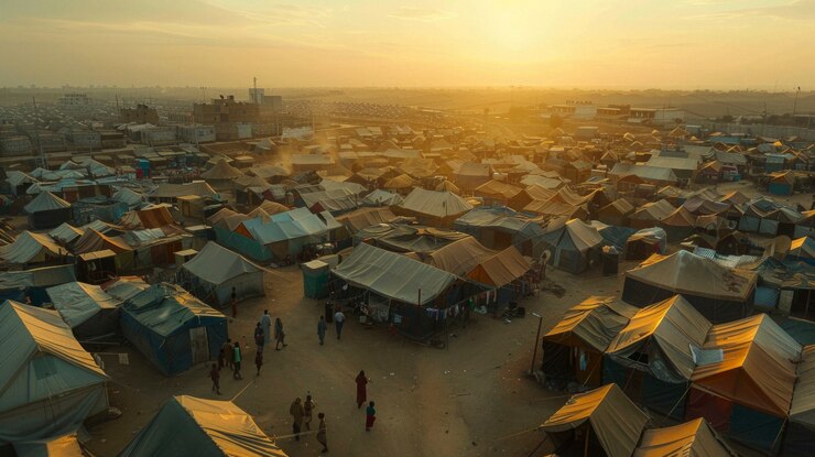 Foto grátis pessoas diversas em campos de refugiados