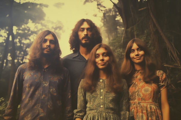 Foto grátis pessoas em ângulo baixo posando em retratos vintage