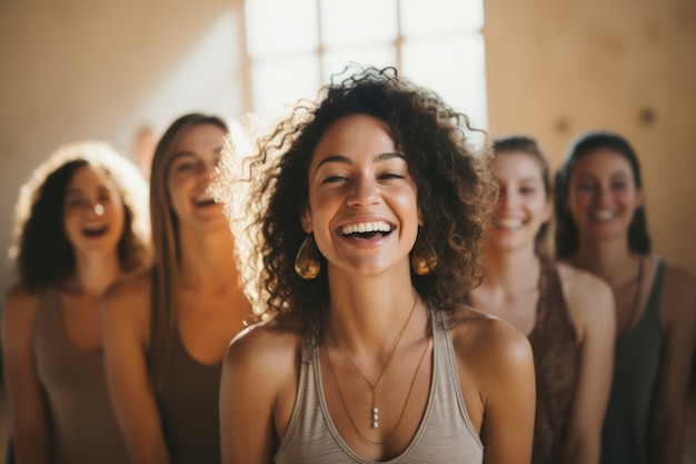 Pessoas fazendo ioga juntas na academia