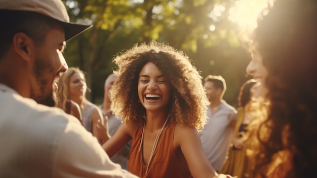 Pessoas felizes pertencentes a uma comunidade de apoio