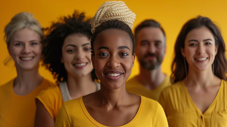 Foto grátis pessoas mostrando apoio ao dia de prevenção do suicídio com fundo amarelo