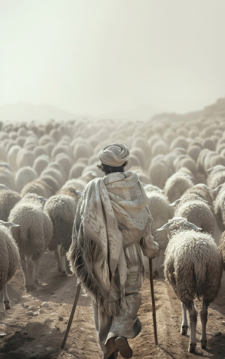 Foto grátis pessoas muçulmanas com animais fotorrealistas preparados para a oferta do eid al-adha