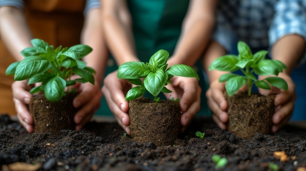 Pessoas que cuidam e protegem a mãe terra para o dia da terra