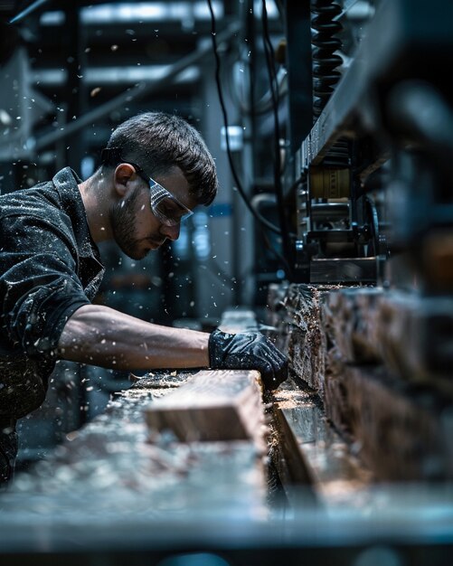 Pessoas que trabalham na indústria e na fábrica de madeira