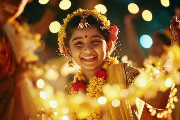 Foto grátis pessoas realistas a celebrar o gudi padwa.