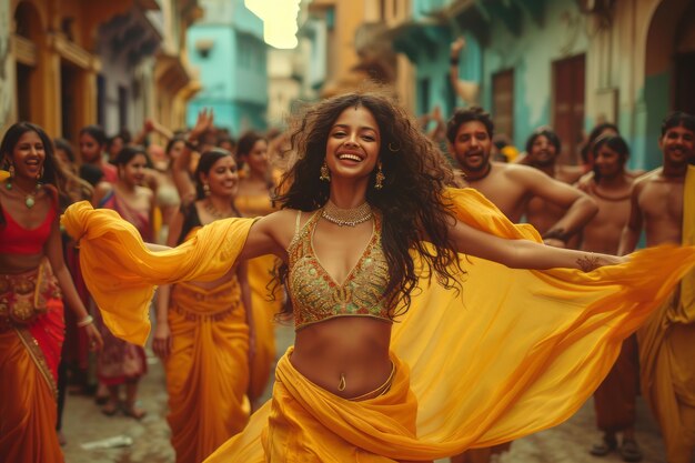 Foto grátis pessoas realistas a celebrar o gudi padwa.