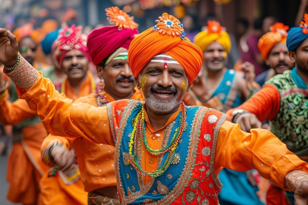 Foto grátis pessoas realistas a celebrar o gudi padwa.