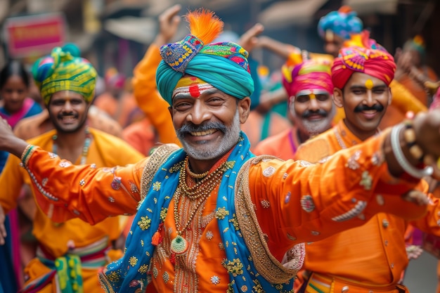 Foto grátis pessoas realistas a celebrar o gudi padwa.