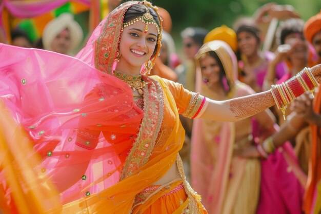 Foto grátis pessoas realistas a celebrar o gudi padwa.