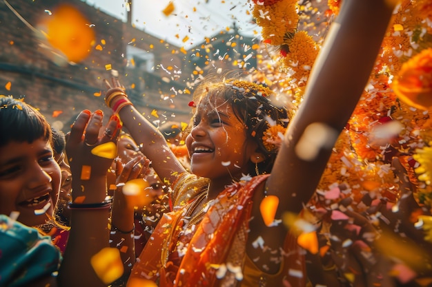 Foto grátis pessoas realistas a celebrar o gudi padwa.