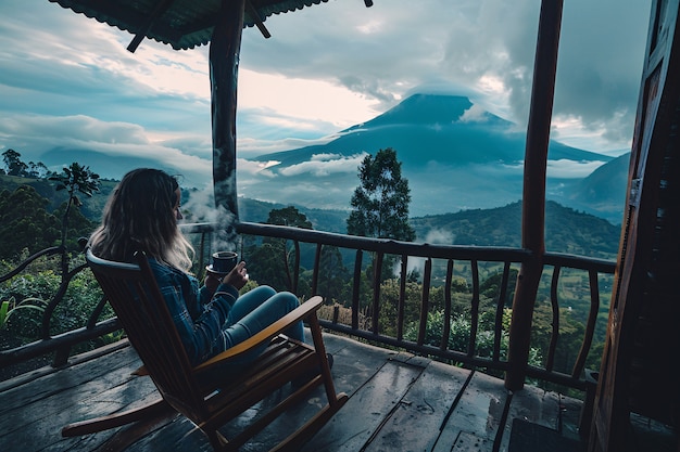 Foto grátis pessoas relaxando em sua casa de madeira