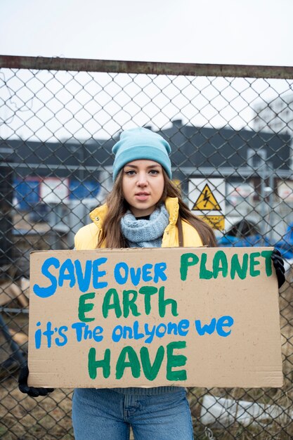 Pessoas tendo um protesto pelo dia mundial do meio ambiente