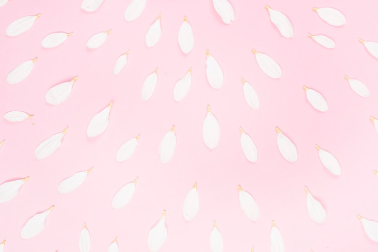 Foto grátis pétalas brancas sem costura no pano de fundo rosa