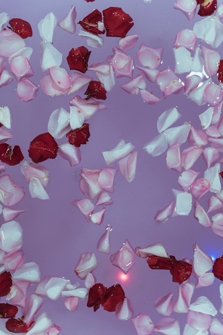 Foto grátis pétalas de flor na água roxa