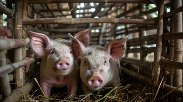 Foto grátis photorealistic farm life scene with pigs