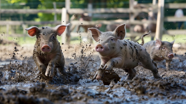 Foto grátis photorealistic farm life scene with pigs