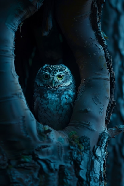 Foto grátis photorealistic owl during the night time