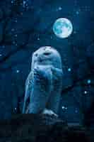 Foto grátis photorealistic owl during the night time