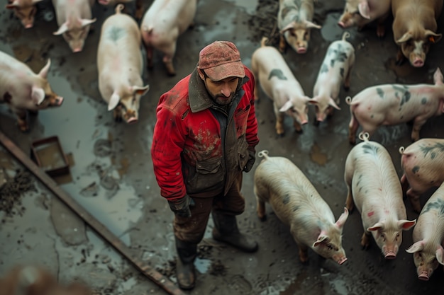 Foto grátis photorealistic scene of a pig farm with animals