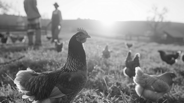 Foto grátis photorealistic scene of a poultry farm with chickens