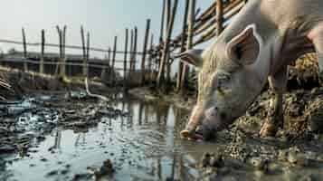 Foto grátis photorealistic scene with pigs raised in a farm environment