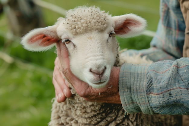 Foto grátis photorealistic sheep farm