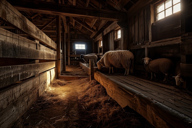 Foto grátis photorealistic sheep farm