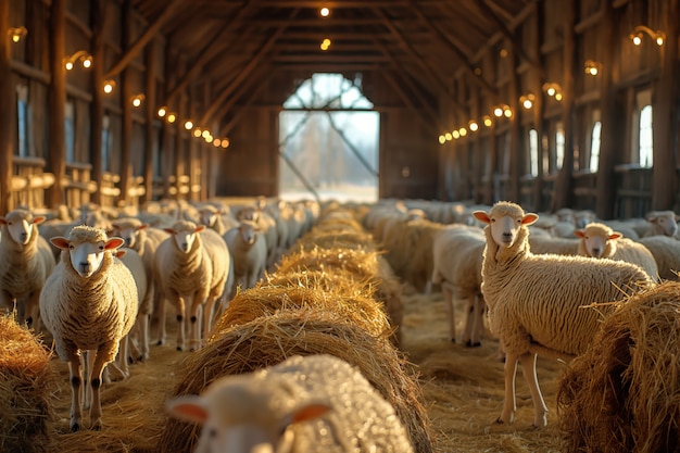 Foto grátis photorealistic sheep farm