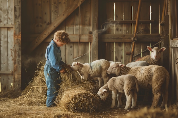 Foto grátis photorealistic sheep farm