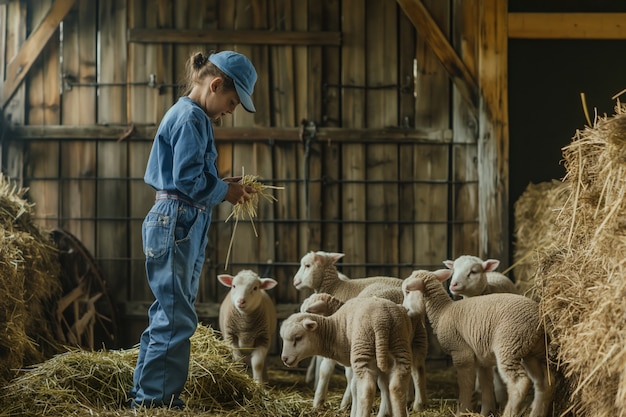 Foto grátis photorealistic sheep farm