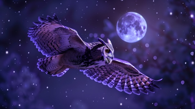 Foto grátis photorealistic view of owl bird at night