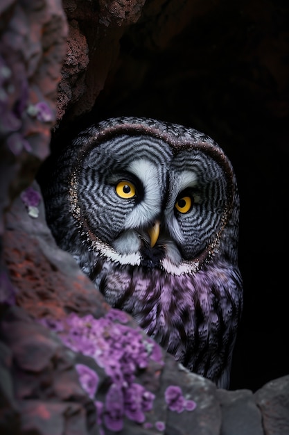 Foto grátis photorealistic view of owl bird at night