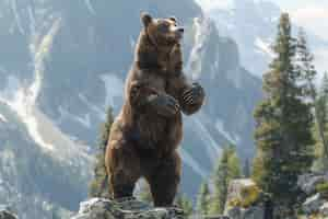 Foto grátis photorealistic view of wild bear in its natural environment