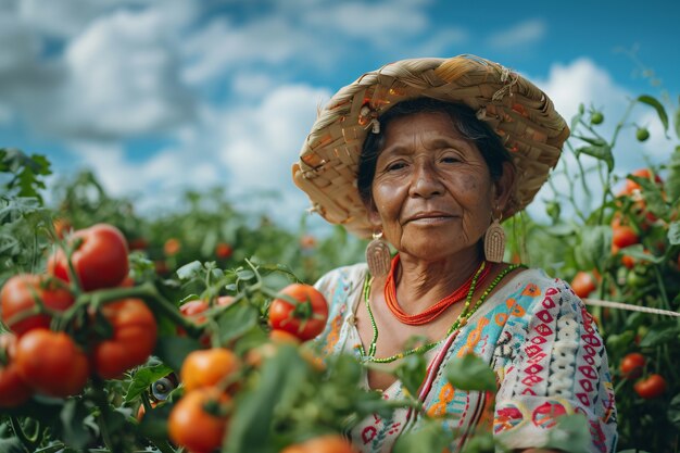 Foto grátis photorealistic view of woman harvesting in an organic sustainable garden