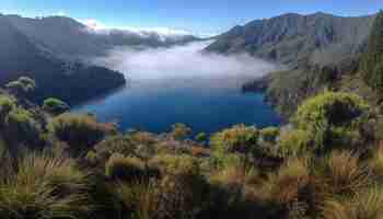 Foto grátis pico da montanha reflete beleza em cena tranquila gerada por ia