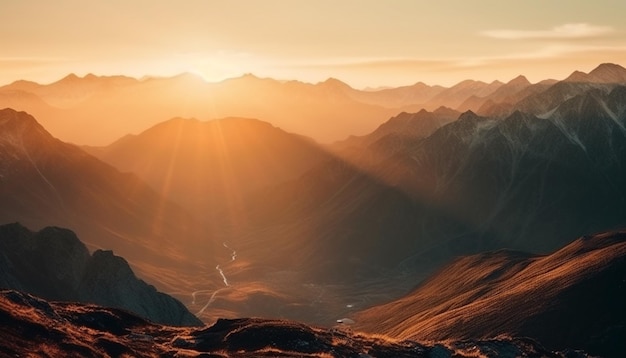 Foto grátis pico majestoso da montanha iluminado pelo nascer do sol gerado pela ia