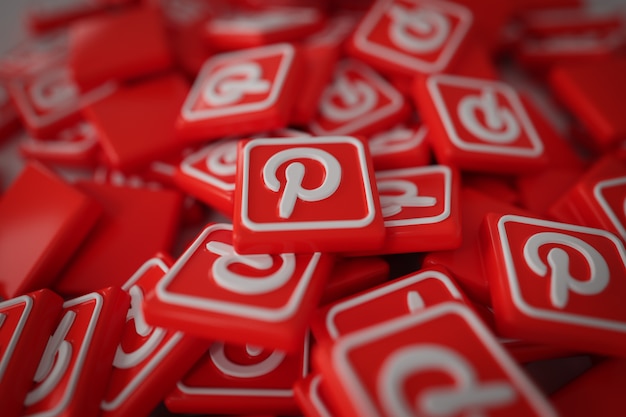 Pile of 3d pinterest logos